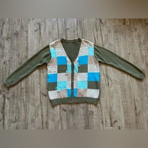 Embroidered golf grandma cardigan granny grannycore grandmacore golfer checkered